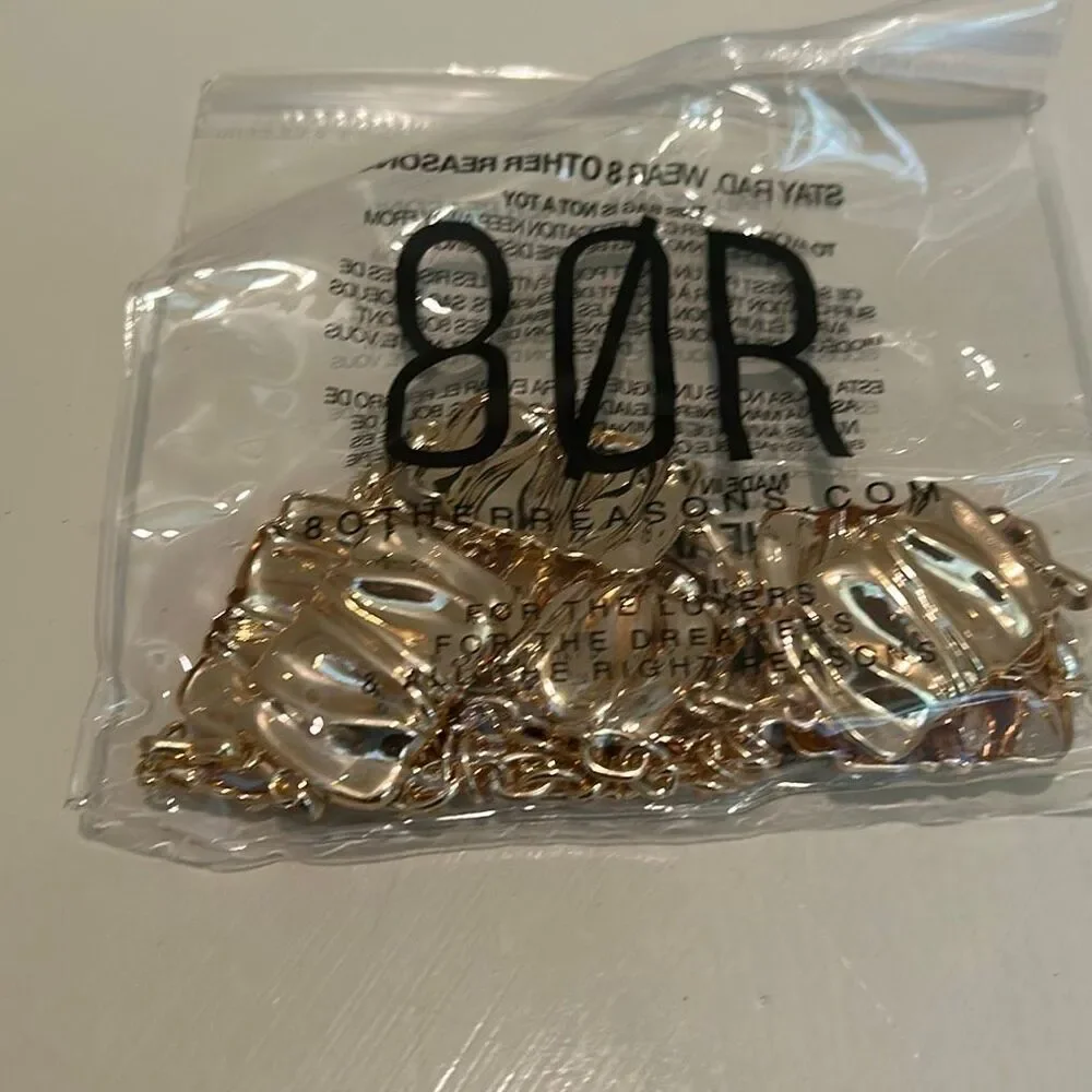 8 Other Reasons Gigi Chain Statement Belt Textured Gold Links Trendy NEW